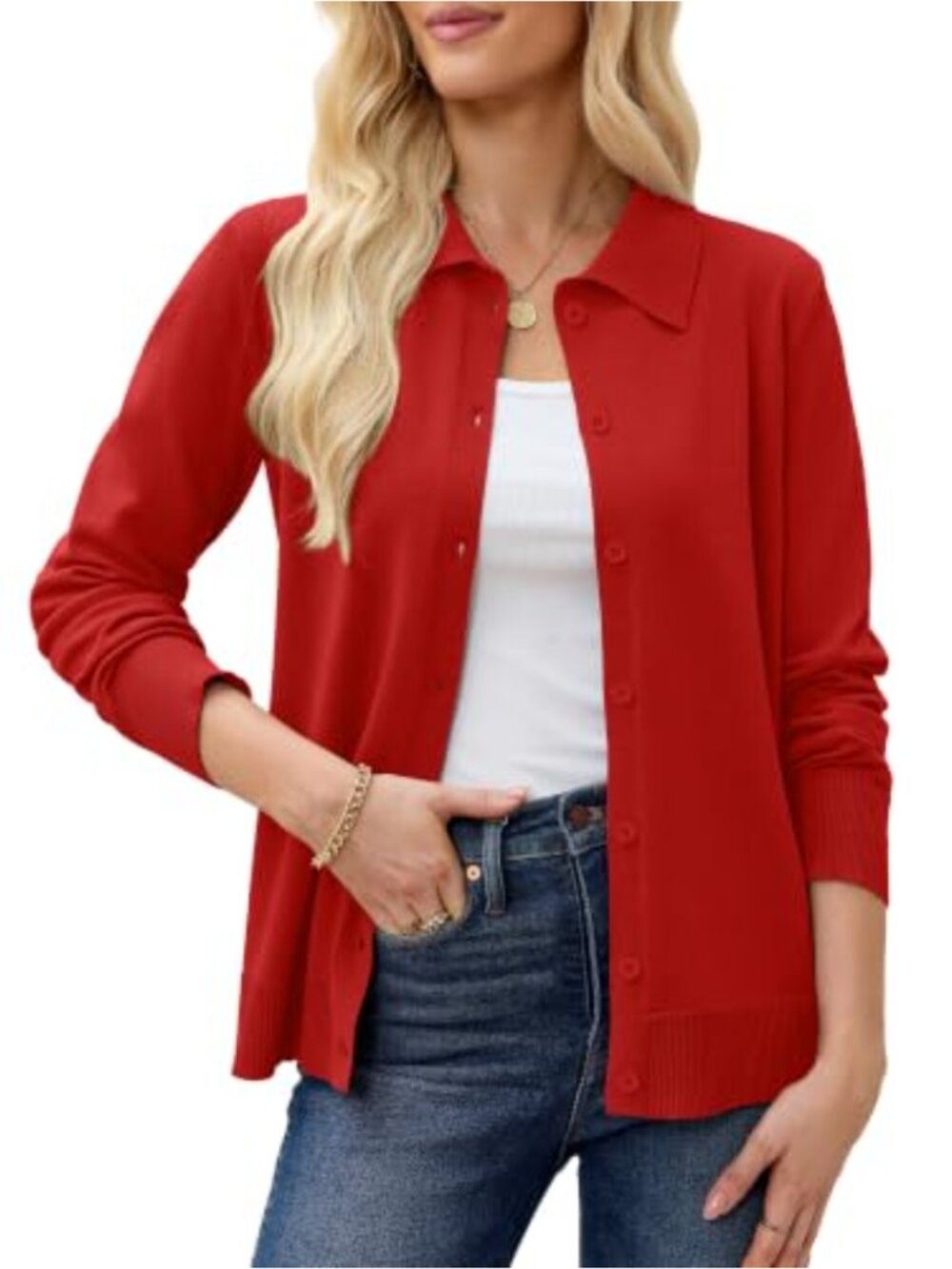 Women's Collared Button Down Cardigan Knit Sweater Long Sleeve